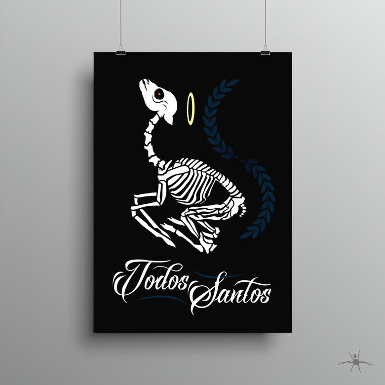 Esta obra gráfica rinde homenaje a la tradición andina de Todos Santos en Bolivia, con un enfoque visual en el emblemático feto de llama, símbolo de ofrenda y conexión espiritual